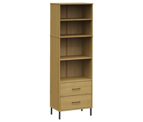 Librería con 2 cajones OSLO madera maciza marrón 60x35x180 cm