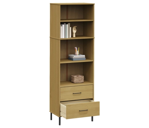 Librería con 2 cajones OSLO madera maciza marrón 60x35x180 cm