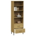 Librería con 2 cajones OSLO madera maciza marrón 60x35x180 cm