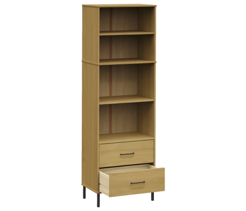 Librería con 2 cajones OSLO madera maciza marrón 60x35x180 cm