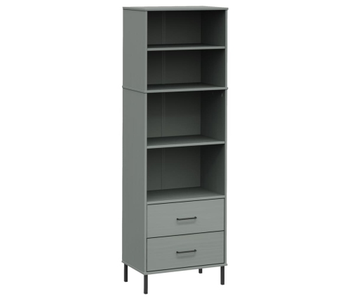 Librería con 2 cajones OSLO madera maciza gris 60x35x180 cm