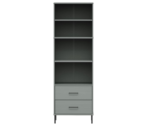 vidaXL Librería con 2 cajones OSLO madera maciza gris 60x35x180 cm