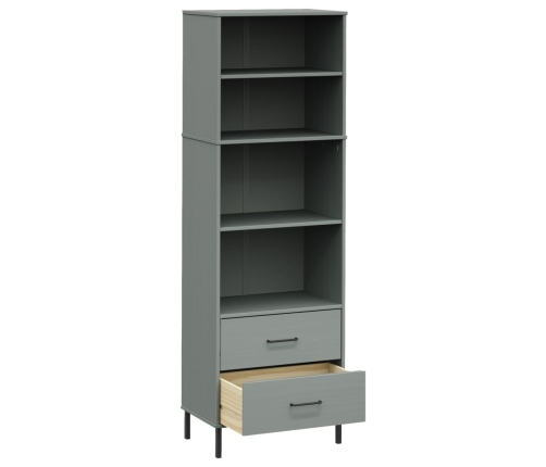 vidaXL Librería con 2 cajones OSLO madera maciza gris 60x35x180 cm