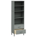 Librería con 2 cajones OSLO madera maciza gris 60x35x180 cm