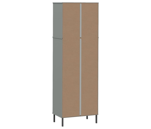 vidaXL Librería con 2 cajones OSLO madera maciza gris 60x35x180 cm