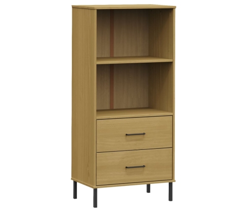 Librería con 2 cajones OSLO madera maciza marrón 60x35x128,5 cm