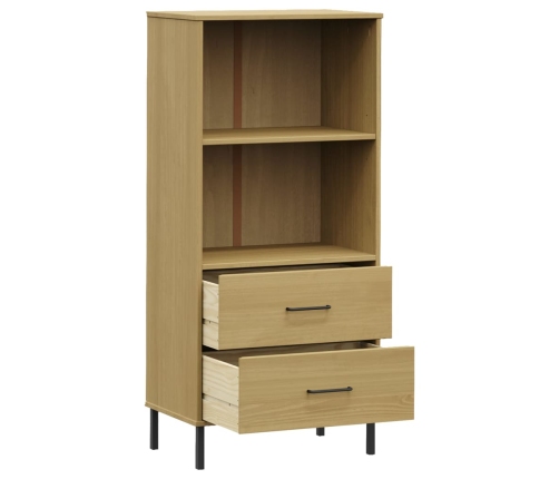 Librería con 2 cajones OSLO madera maciza marrón 60x35x128,5 cm