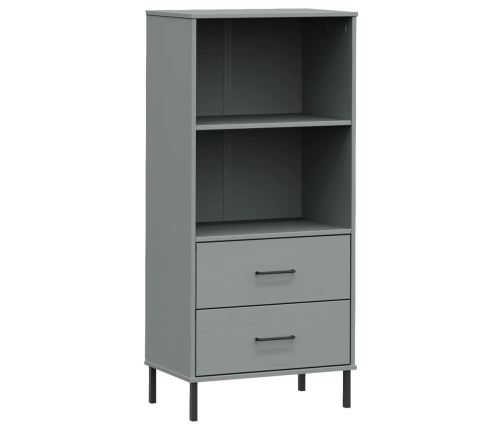 Librería con 2 cajones OSLO madera maciza gris 60x35x128,5 cm