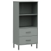 vidaXL Librería con 2 cajones OSLO madera maciza gris 60x35x128,5 cm