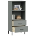 Librería con 2 cajones OSLO madera maciza gris 60x35x128,5 cm