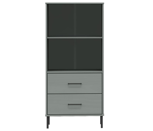 vidaXL Librería con 2 cajones OSLO madera maciza gris 60x35x128,5 cm