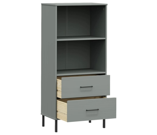 Librería con 2 cajones OSLO madera maciza gris 60x35x128,5 cm