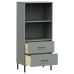 Librería con 2 cajones OSLO madera maciza gris 60x35x128,5 cm