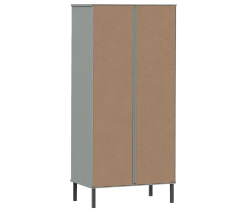 vidaXL Librería con 2 cajones OSLO madera maciza gris 60x35x128,5 cm