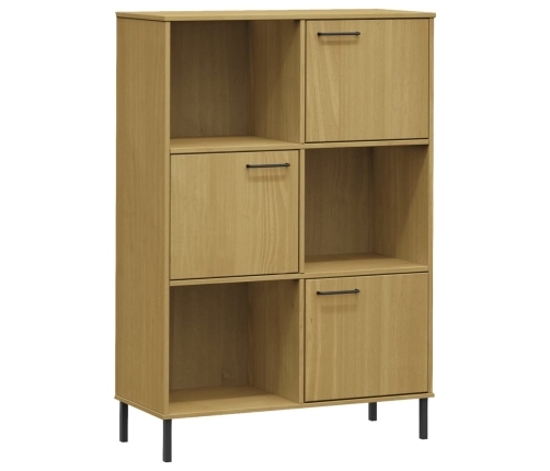 vidaXL Librería patas de metal OSLO madera maciza marrón 90x35x128,5cm