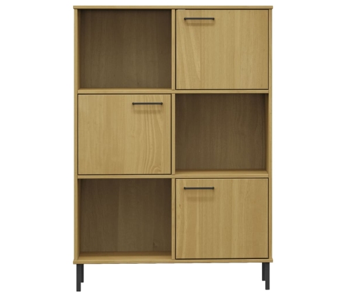 vidaXL Librería patas de metal OSLO madera maciza marrón 90x35x128,5cm