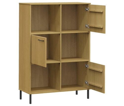 vidaXL Librería patas de metal OSLO madera maciza marrón 90x35x128,5cm