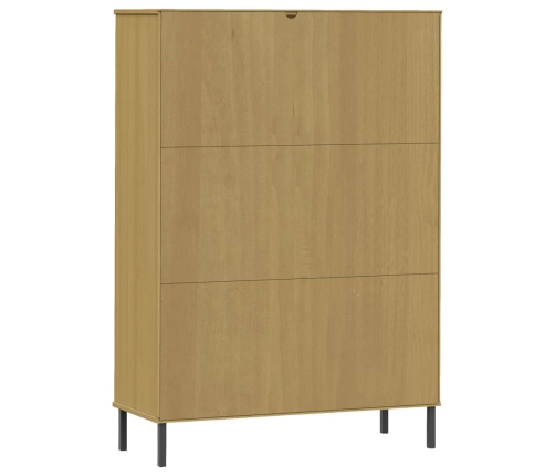 vidaXL Librería patas de metal OSLO madera maciza marrón 90x35x128,5cm