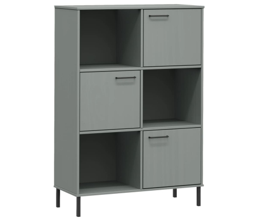 vidaXL Librería patas de metal OSLO madera maciza gris 90x35x128,5cm