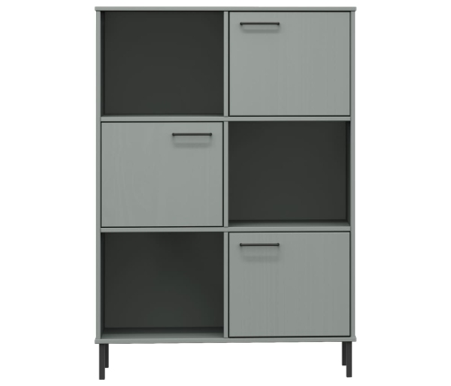 vidaXL Librería patas de metal OSLO madera maciza gris 90x35x128,5cm