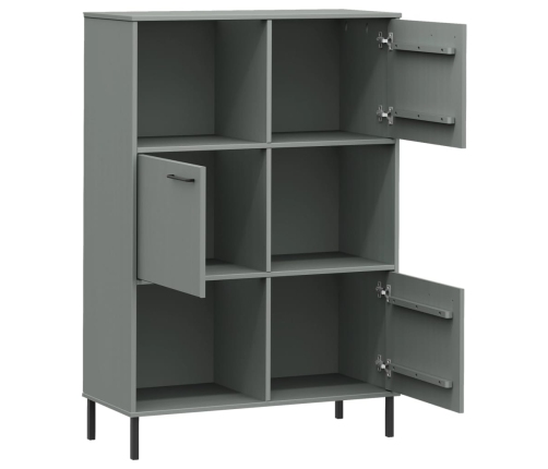 vidaXL Librería patas de metal OSLO madera maciza gris 90x35x128,5cm