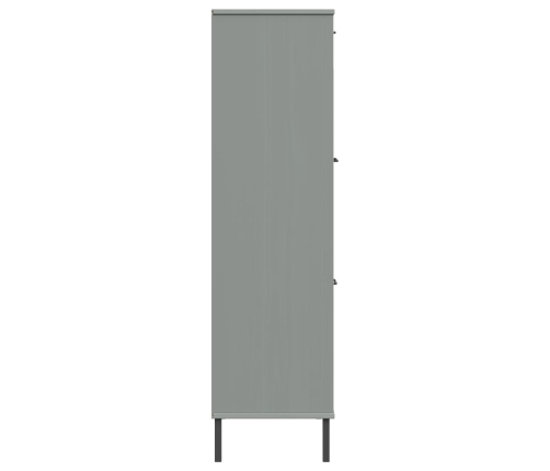 vidaXL Librería patas de metal OSLO madera maciza gris 90x35x128,5cm