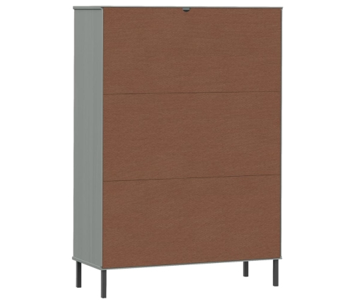 vidaXL Librería patas de metal OSLO madera maciza gris 90x35x128,5cm