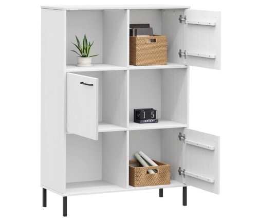 Librería patas de metal OSLO madera maciza blanco 90x35x128,5cm