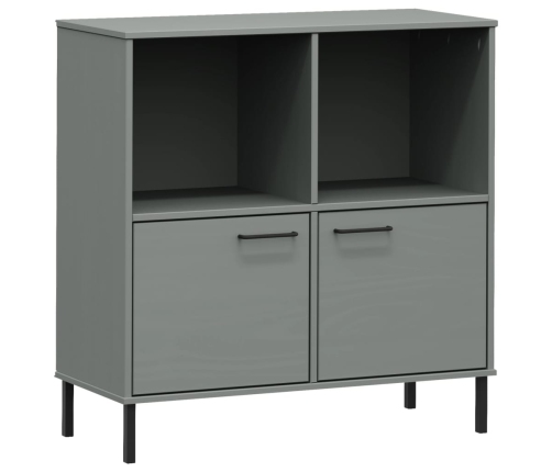 Librería patas de metal OSLO madera maciza gris 90x35x90,5 cm