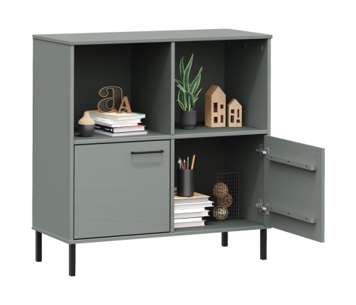 Librería patas de metal OSLO madera maciza gris 90x35x90,5 cm