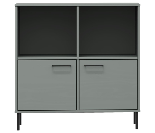 Librería patas de metal OSLO madera maciza gris 90x35x90,5 cm