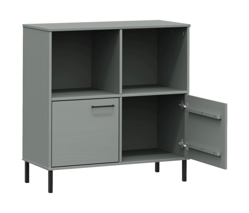 Librería patas de metal OSLO madera maciza gris 90x35x90,5 cm