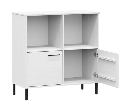 Librería patas de metal OSLO madera maciza blanco 90x35x90,5 cm