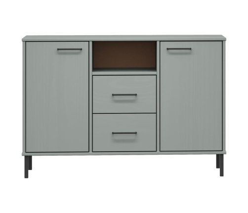 Aparador con patas metal OSLO madera maciza gris 113x40x77 cm