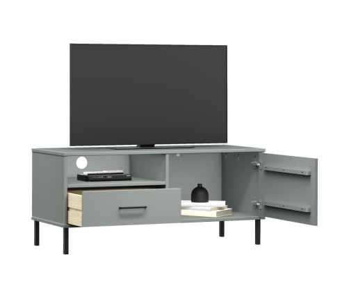 Mueble de TV con patas de metal OSLO madera maciza pino gris