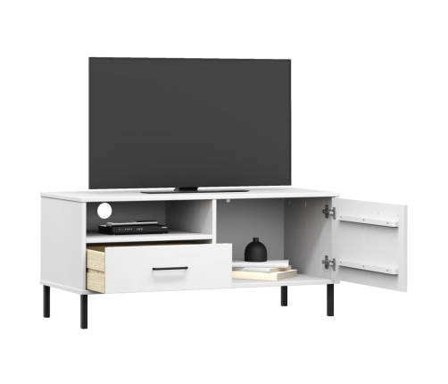 Mueble de TV con patas de metal OSLO madera maciza pino blanco