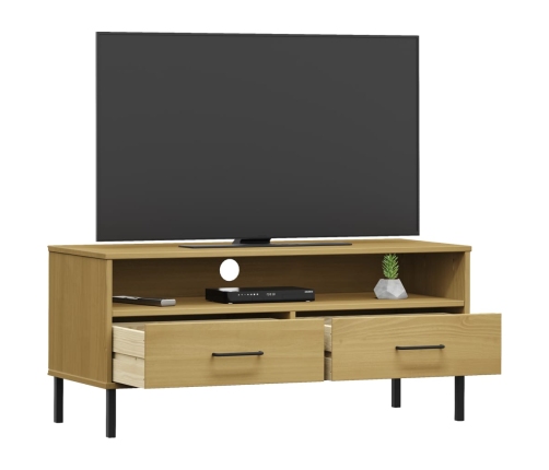 Mueble de TV con patas de metal OSLO madera maciza pino marrón