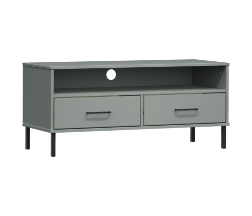 vidaXL Mueble de TV con patas de metal OSLO madera maciza pino gris