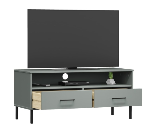 vidaXL Mueble de TV con patas de metal OSLO madera maciza pino gris