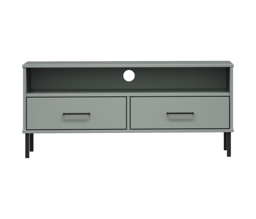 vidaXL Mueble de TV con patas de metal OSLO madera maciza pino gris