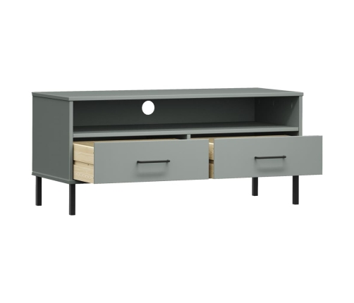 vidaXL Mueble de TV con patas de metal OSLO madera maciza pino gris