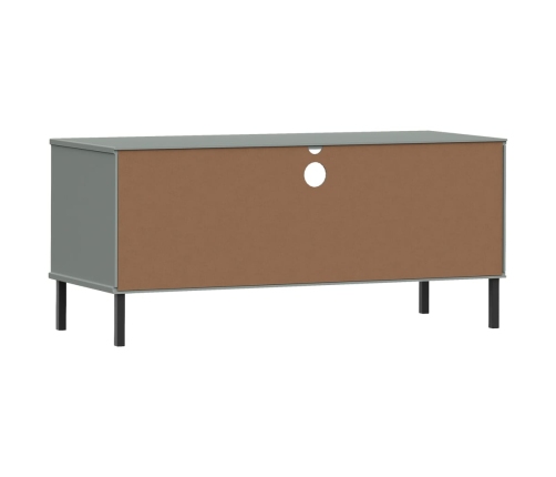 vidaXL Mueble de TV con patas de metal OSLO madera maciza pino gris