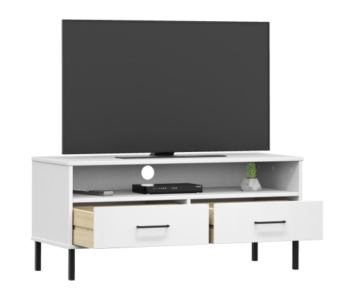 vidaXL Mueble de TV con patas de metal OSLO madera maciza pino blanco