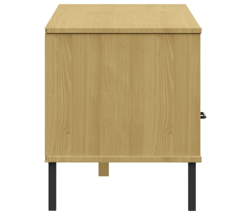 vidaXL Mueble de TV con patas de metal OSLO madera maciza pino marrón