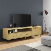 vidaXL Mueble de TV con patas de metal OSLO madera maciza pino marrón