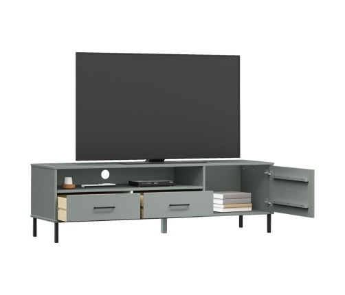 Mueble de TV con patas de metal OSLO madera maciza pino gris