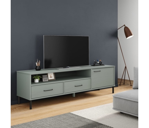 Mueble de TV con patas de metal OSLO madera maciza pino gris