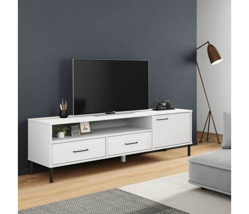 Mueble de TV con patas de metal OSLO madera maciza pino blanco