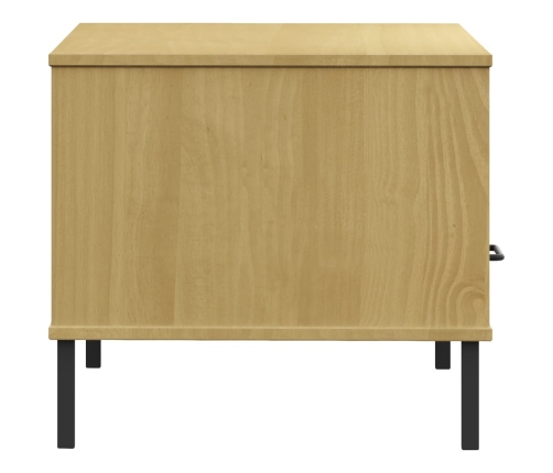 vidaXL Mesa de centro patas metal OSLO madera maciza marrón 85x50x45cm