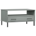 Mesa de centro patas metal OSLO madera maciza gris 85x50x45 cm